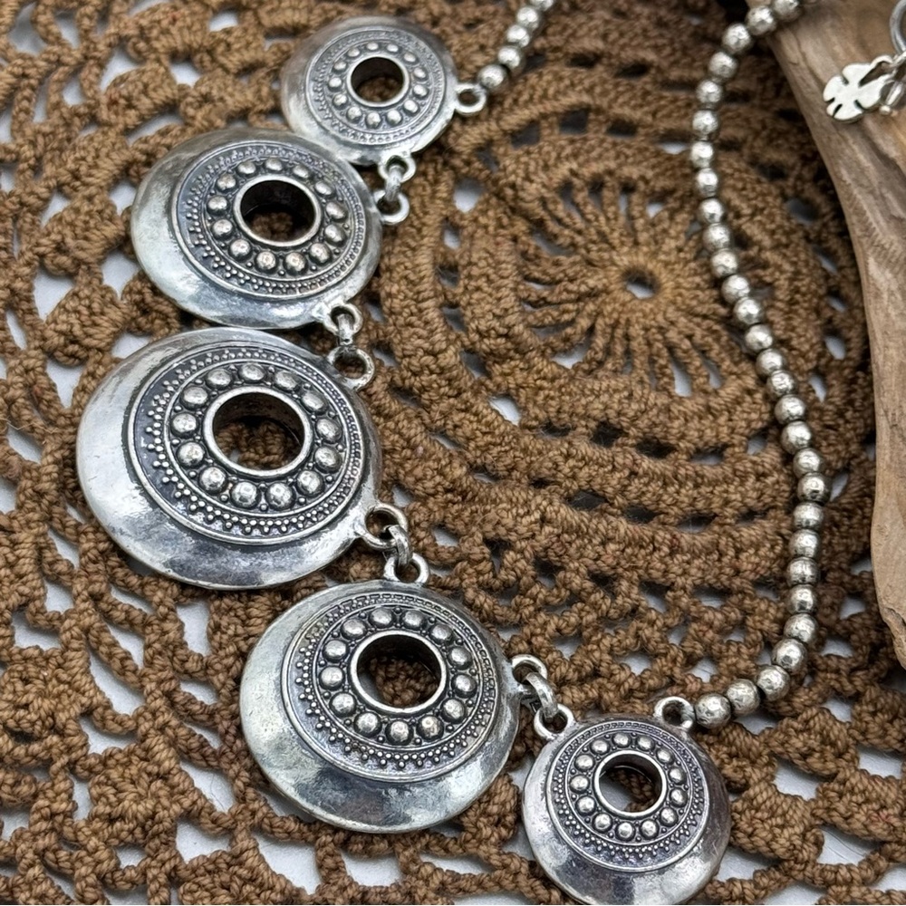 Lucky Brand Beaded Neckline Silver Tone Necklace-See Live